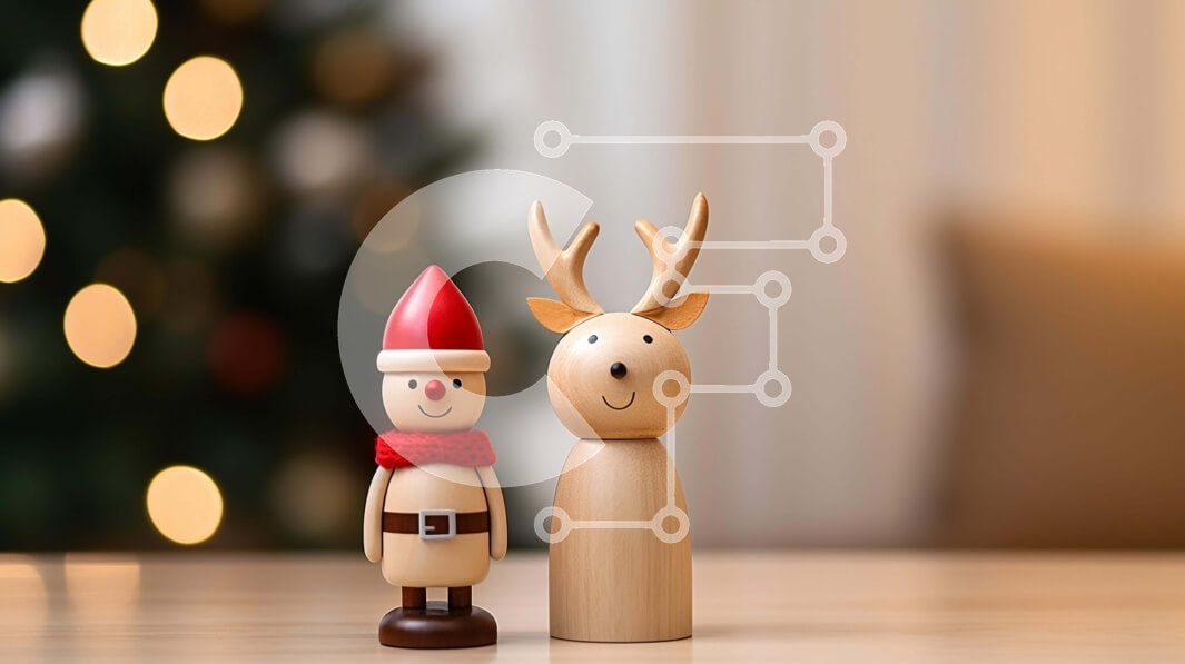 Intra Συλλεκτικό Ξύλινο Παζλ Plywood  4mm - Ξύλινο ειδώλιο ταράνδων και Άγιου Βασίλη με διακοσμητικό χριστουγεννιάτικο δέντρο Σε Ξύλινο Κουτί - Διαστάσεις: 10x10 cm – 25 κομμάτια