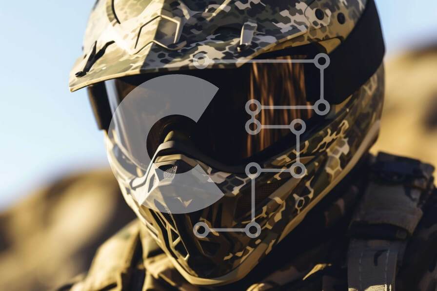 Intra Συλλεκτικό Ξύλινο Παζλ Plywood  4mm - Άνδρας με καμουφλάζ χακί με κράνος στρατού και γυαλιά Σε Ξύλινο Κουτί - Διαστάσεις Puzzle: 10x10 cm – 25 κομμάτια