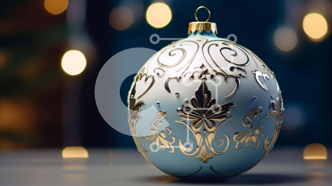 Intra Συλλεκτικό Ξύλινο Παζλ Plywood  4mm - Μπλε και άσπρο γιορτινό στολίδι στο τραπέζι με φωτάκια Σε Ξύλινο Κουτί - Διαστάσεις: 10x10 cm – 25 κομμάτια