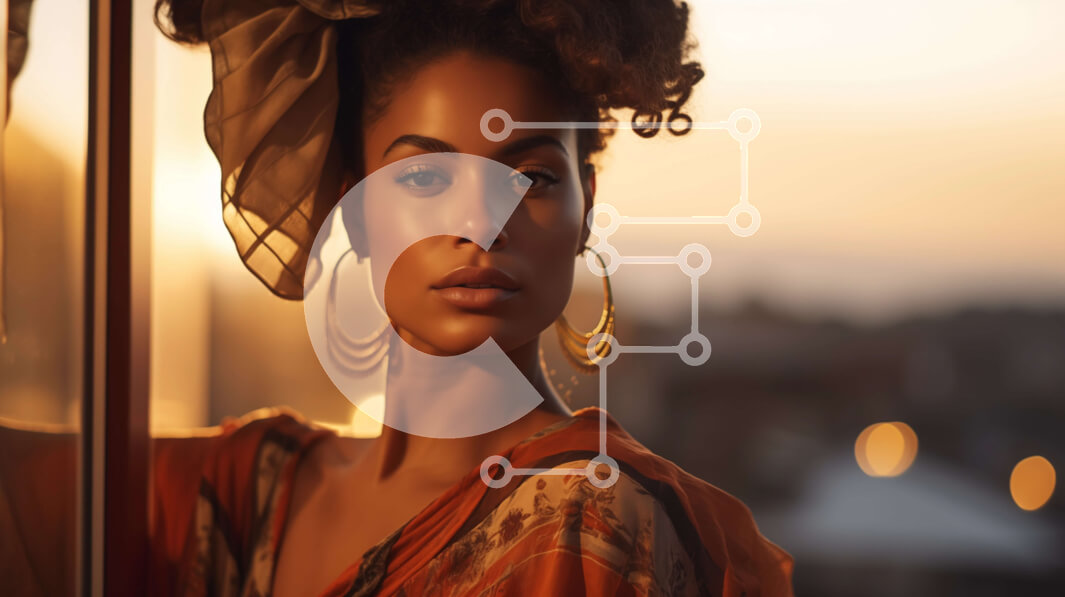 Intra Συλλεκτικό Ξύλινο Παζλ Plywood  4mm - Γυναίκα με πορτοκαλί φόρεμα που κοιτάζει έξω από το παράθυρο στο ηλιοβασίλεμα Σε Ξύλινο Κουτί - Διαστάσεις Puzzle: 10x10 cm – 25 κομμάτια