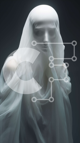 Intra Συλλεκτικό Ξύλινο Παζλ Plywood  4mm - Μυστηριώδες μανεκέν με πέπλο στα λευκά Σε Ξύλινο Κουτί - Διαστάσεις Puzzle: 10x10 cm – 25 κομμάτια