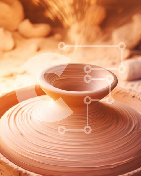 Intra Συλλεκτικό Ξύλινο Παζλ Plywood  4mm - Potter's Wheel για τη διαμόρφωση του πηλού σε κεραμική Σε Ξύλινο Κουτί - Διαστάσεις Puzzle: 10x10 cm – 25 κομμάτια