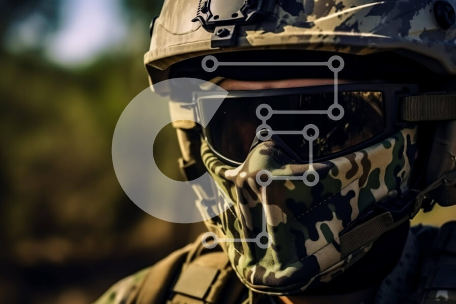 Intra Συλλεκτικό Ξύλινο Παζλ Plywood  4mm - Στρατιώτης με εξοπλισμό παραλλαγής και μάσκα προσώπου Σε Ξύλινο Κουτί - Διαστάσεις Puzzle: 10x10 cm – 25 κομμάτια