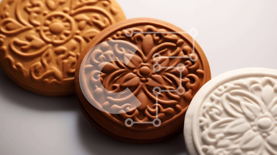 Σετ των 2 Intra Συλλεκτικό Ξύλινο Παζλ Plywood  4mm - Τρία διακοσμημένα μπισκότα το ένα πάνω στο άλλο Σε Ξύλινο Κουτί - Διαστάσεις: 10x10 cm – 25 κομμάτια