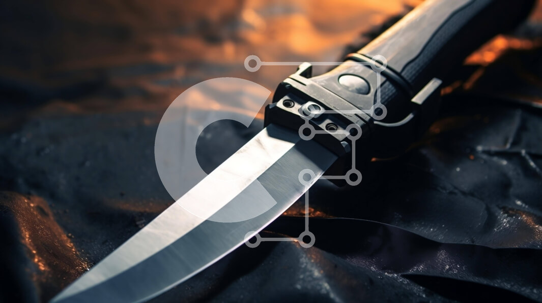 Intra Συλλεκτικό Ξύλινο Παζλ Plywood  4mm - Μαύρο και ασημί μαχαίρι σε ύφασμα Σε Ξύλινο Κουτί - Διαστάσεις: 10x10 cm – 25 κομμάτια