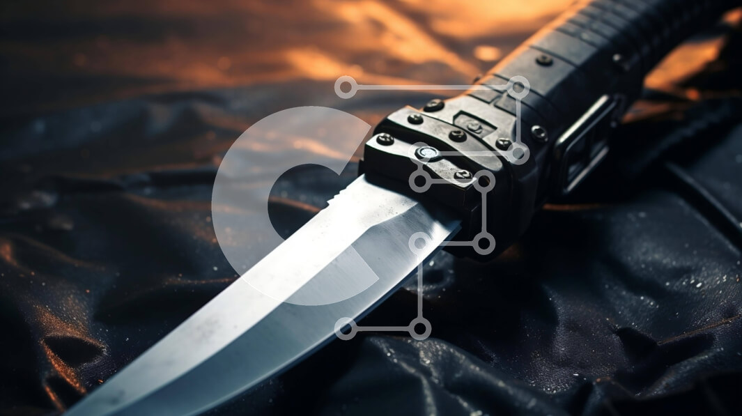 Intra Συλλεκτικό Ξύλινο Παζλ Plywood  4mm - Μαύρο και ασημί μαχαίρι σε ύφασμα ή ύφασμα Σε Ξύλινο Κουτί - Διαστάσεις: 10x10 cm – 25 κομμάτια