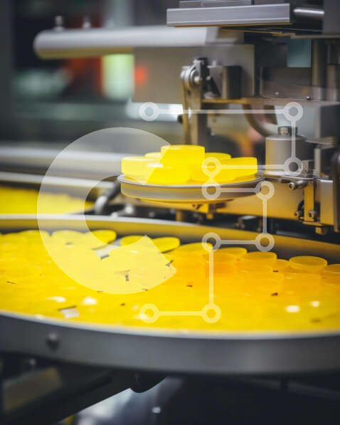 Intra Συλλεκτικό Ξύλινο Παζλ Plywood  4mm - Βιομηχανική μηχανή παρασκευής ντόνατς που παράγει κίτρινους λουκουμάδες Σε Ξύλινο Κουτί - Διαστάσεις Puzzle: 10x10 cm – 25 κομμάτια