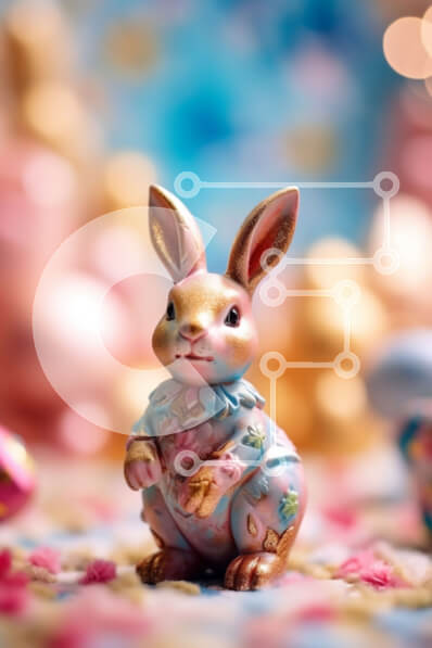 Intra Συλλεκτικό Ξύλινο Παζλ Plywood  4mm - Φωτεινό και χαρούμενο ειδώλιο κουνελιού του Πάσχα Σε Ξύλινο Κουτί - Διαστάσεις: 10x10 cm – 25 κομμάτια