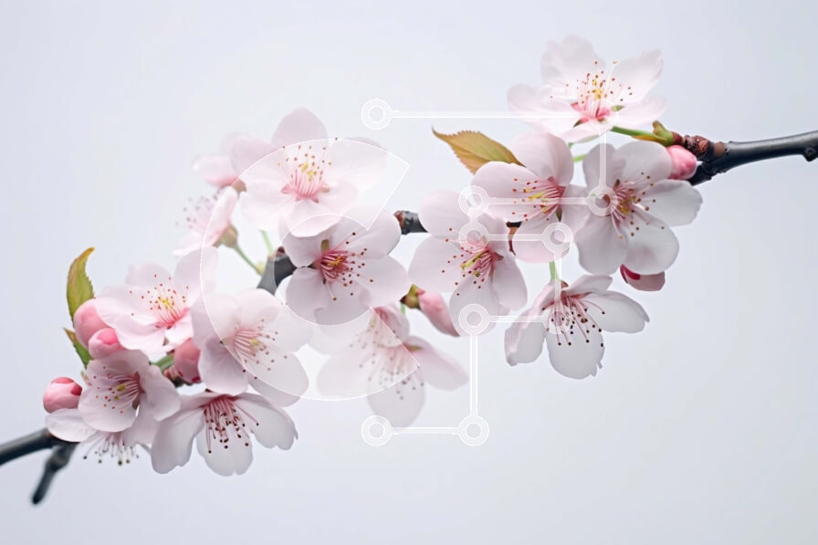 Intra Συλλεκτικό Ξύλινο Παζλ Plywood  4mm - Όμορφη εικόνα με ροζ άνθη κερασιάς σε λευκό φόντο Σε Ξύλινο Κουτί - Διαστάσεις: 10x10 cm – 25 κομμάτια