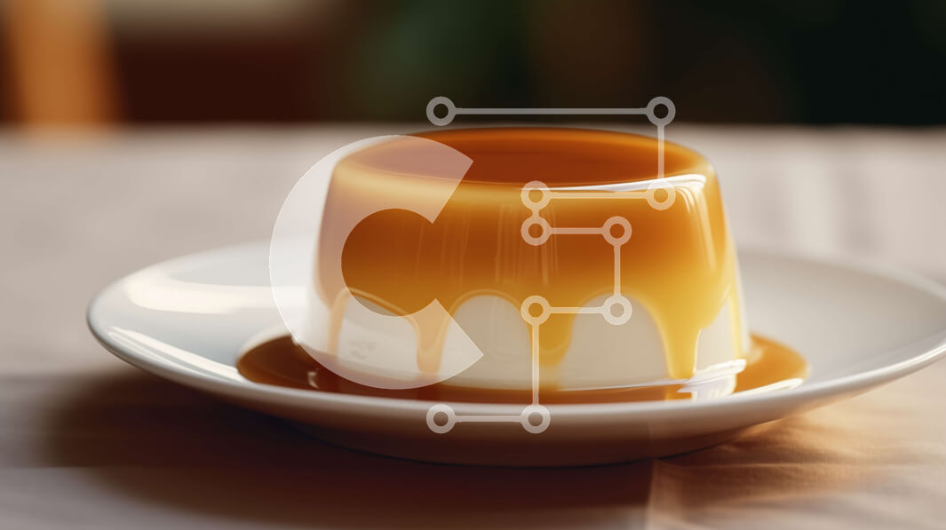 Σετ των 2 Intra Συλλεκτικό Ξύλινο Παζλ Plywood  4mm - Εύγευστο επιδόρπιο με σάλτσα καραμέλας σε λευκό πιάτο Σε Ξύλινο Κουτί - Διαστάσεις: 10x10 cm – 25 κομμάτια