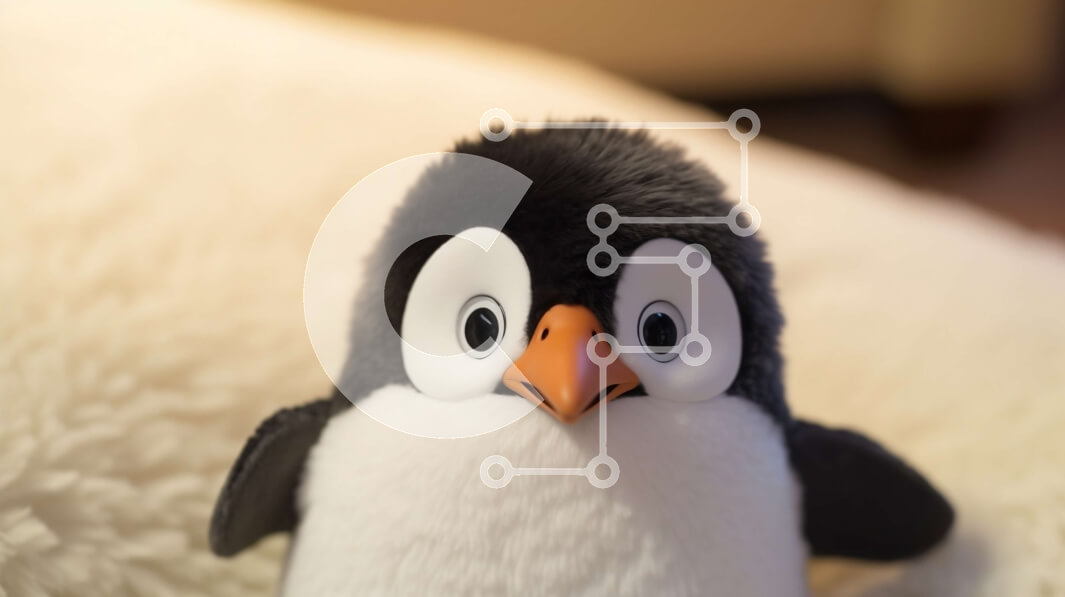 Intra Συλλεκτικό Ξύλινο Παζλ Plywood  4mm - Μαύρο και άσπρο γεμιστό ζώο πιγκουίνου σε αφράτο υλικό Σε Ξύλινο Κουτί - Διαστάσεις: 10x10 cm – 25 κομμάτια