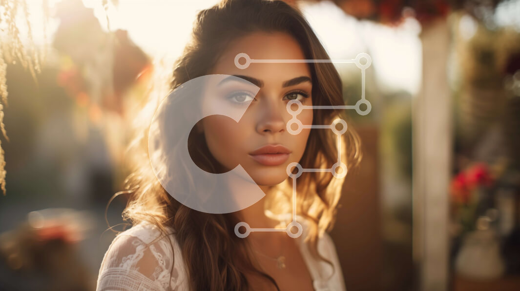 Intra Συλλεκτικό Ξύλινο Παζλ Plywood  4mm - Όμορφη νεαρή γυναίκα σε εξωτερικούς χώρους με μακριά καστανά μαλλιά και μπλε μάτια Σε Ξύλινο Κουτί - Διαστάσεις Puzzle: 10x10 cm – 25 κομμάτια