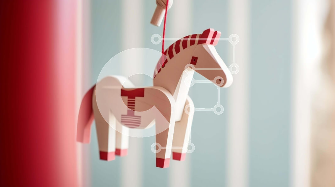 Intra Συλλεκτικό Ξύλινο Παζλ Plywood  4mm - Ξύλινο παιχνίδι άλογο που κρέμεται από το ταβάνι στο εσωτερικό Σε Ξύλινο Κουτί - Διαστάσεις Puzzle: 10x10 cm – 25 κομμάτια