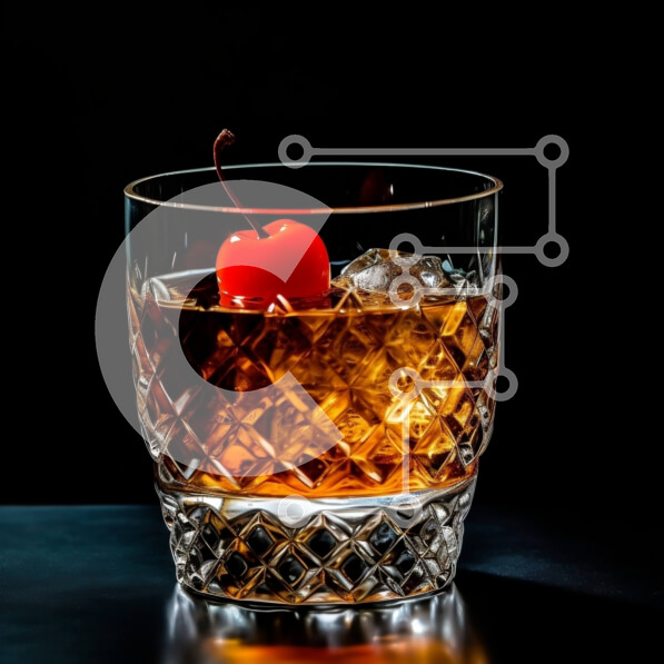 Σετ των 2 Intra Συλλεκτικό Ξύλινο Παζλ Plywood  4mm - Κομψή σφηνάκι ουίσκι με κεράσι σε σκούρο φόντο Σε Ξύλινο Κουτί - Διαστάσεις: 10x10 cm – 25 κομμάτια