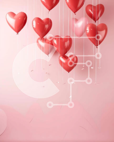 Intra Συλλεκτικό Ξύλινο Παζλ Plywood  4mm - Φόντο ημέρα του Αγίου Βαλεντίνου με μπαλόνια σε σχήμα καρδιάς και μουσικές νότες Σε Ξύλινο Κουτί - Διαστάσεις: 10x10 cm – 25 κομμάτια