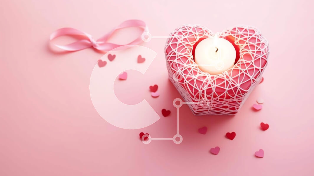 Intra Συλλεκτικό Ξύλινο Παζλ Plywood  4mm - Κερί σε σχήμα καρδιάς σε ροζ φόντο με κόκκινες και λευκές καρδιές Σε Ξύλινο Κουτί - Διαστάσεις: 10x10 cm – 25 κομμάτια