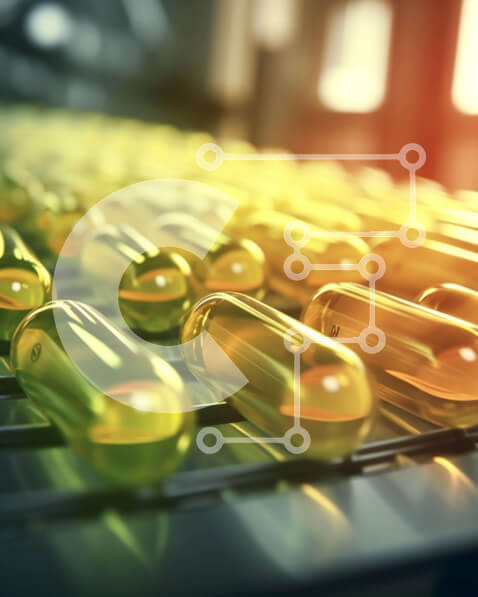 Intra Συλλεκτικό Ξύλινο Παζλ Plywood  4mm - Κίτρινες κάψουλες χαπιών σε βιομηχανικό ιμάντα μεταφοράς Σε Ξύλινο Κουτί - Διαστάσεις Puzzle: 10x10 cm – 25 κομμάτια