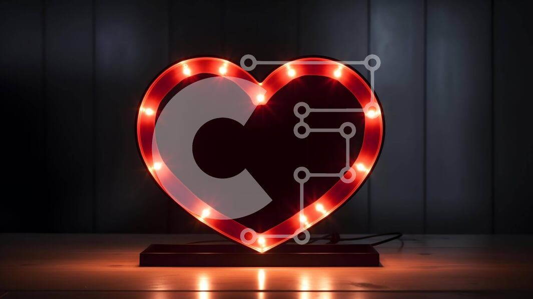 Intra Συλλεκτικό Ξύλινο Παζλ Plywood  4mm - Κόκκινο φως σε σχήμα καρδιάς για ρομαντική ατμόσφαιρα Σε Ξύλινο Κουτί - Διαστάσεις Puzzle: 10x10 cm – 25 κομμάτια