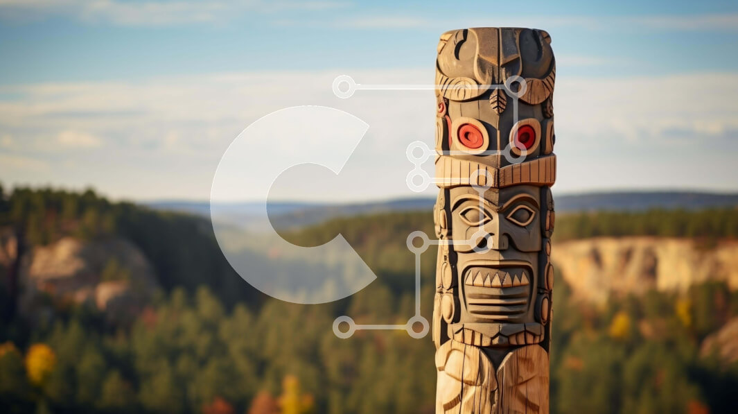 Intra Συλλεκτικό Ξύλινο Παζλ Plywood  4mm - Αυθεντικός ιθαγενής πόλος τοτέμ με σκαλίσματα σε φυσικό περιβάλλον Σε Ξύλινο Κουτί - Διαστάσεις Puzzle: 10x10 cm – 25 κομμάτια