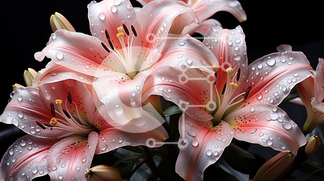 Intra Συλλεκτικό Ξύλινο Παζλ Plywood  4mm - Όμορφη εικόνα ροζ κρίνων με σταγονίδια νερού Σε Ξύλινο Κουτί - Διαστάσεις: 10x10 cm – 25 κομμάτια