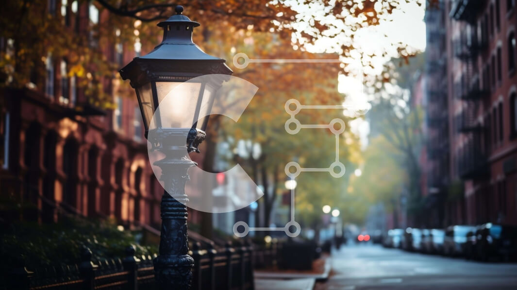 Intra Συλλεκτικό Ξύλινο Παζλ Plywood  4mm - Αστικός δρόμος με λάμπα δρόμου και παρκαρισμένα αυτοκίνητα Σε Ξύλινο Κουτί - Διαστάσεις Puzzle: 10x10 cm – 25 κομμάτια