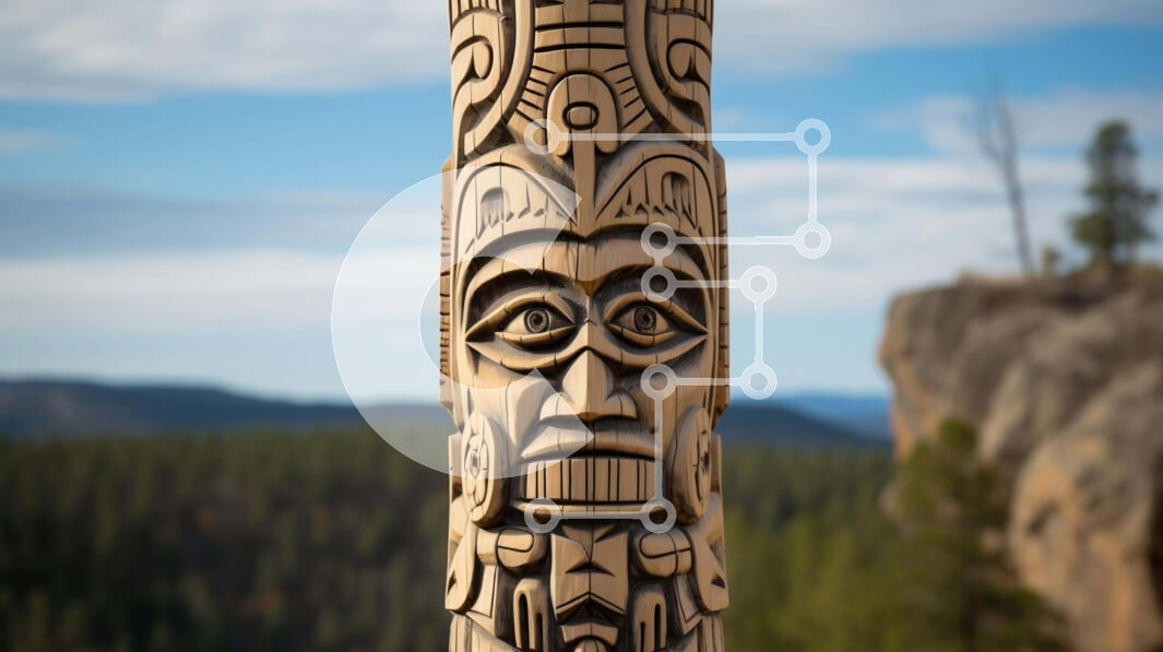 Intra Συλλεκτικό Ξύλινο Παζλ Plywood  4mm - Περίτεχνα σκαλισμένος πόλος τοτέμ σε ένα δάσος Σε Ξύλινο Κουτί - Διαστάσεις Puzzle: 10x10 cm – 25 κομμάτια