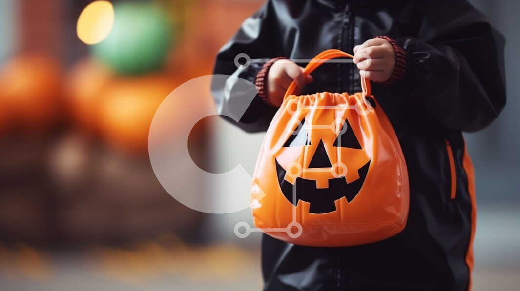 Intra Συλλεκτικό Ξύλινο Παζλ Plywood  4mm - Παιδί με τσάντα κολοκύθας αποκριών και μπαλόνια Σε Ξύλινο Κουτί - Διαστάσεις: 10x10 cm – 25 κομμάτια