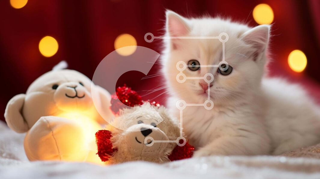 Intra Συλλεκτικό Ξύλινο Παζλ Plywood  4mm - Αξιολάτρευτο λευκό γατάκι με αρκουδάκια Σε Ξύλινο Κουτί - Διαστάσεις: 10x10 cm – 25 κομμάτια