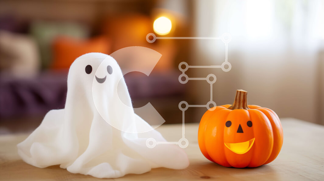 Intra Συλλεκτικό Ξύλινο Παζλ Plywood  4mm - Διακοσμήσεις αποκριών με ειδώλια φαντασμάτων και κολοκύθα σε ξύλινο τραπέζι Σε Ξύλινο Κουτί - Διαστάσεις: 10x10 cm – 25 κομμάτια