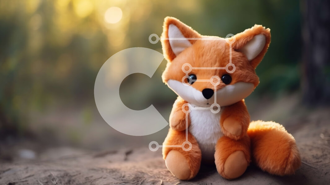 Σετ των 2 Intra Συλλεκτικό Ξύλινο Παζλ Plywood  4mm - Γεμισμένο παιχνίδι αλεπούς μπροστά από δασώδη περιοχή Σε Ξύλινο Κουτί - Διαστάσεις: 10x10 cm – 25 κομμάτια