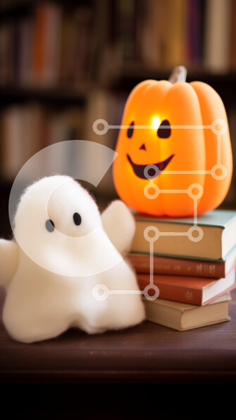 Intra Συλλεκτικό Ξύλινο Παζλ Plywood  4mm - Στοίβα από βιβλία με γεμιστά ζώα και κολοκύθα Σε Ξύλινο Κουτί - Διαστάσεις Puzzle: 10x10 cm – 25 κομμάτια