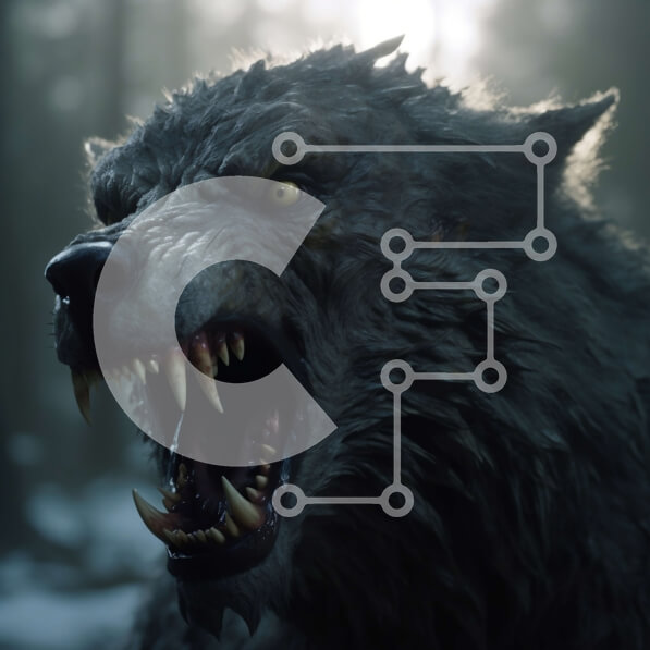 Intra Συλλεκτικό Ξύλινο Παζλ Plywood  4mm - Τρομακτική εικόνα ενός σκοτεινού λυκάνθρωπου σε ένα χιονισμένο δάσος Σε Ξύλινο Κουτί - Διαστάσεις: 10x10 cm – 25 κομμάτια