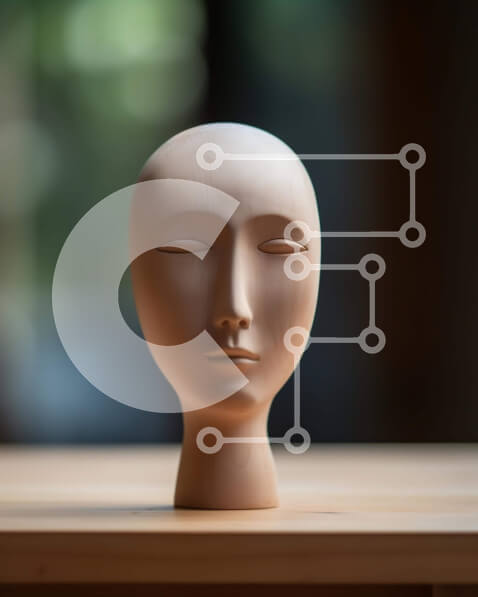 Intra Συλλεκτικό Ξύλινο Παζλ Plywood  4mm - Κλειστό ξύλινο κεφάλι μανεκέν στο τραπέζι Σε Ξύλινο Κουτί - Διαστάσεις: 10x10 cm – 25 κομμάτια