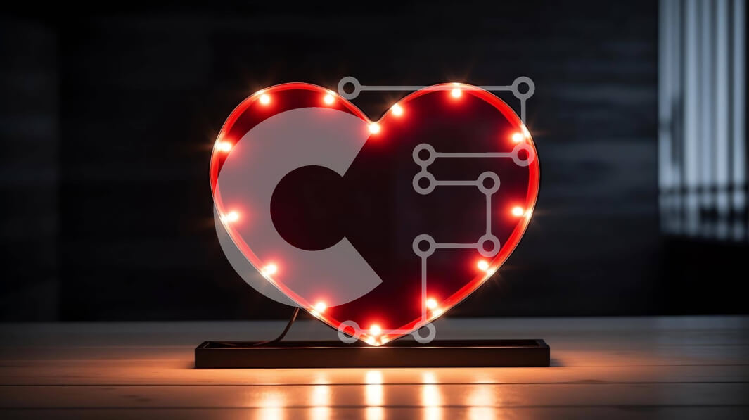 Intra Συλλεκτικό Ξύλινο Παζλ Plywood  4mm - Οθόνη φωτός σε σχήμα καρδιάς σε ξύλινο τραπέζι Σε Ξύλινο Κουτί - Διαστάσεις: 10x10 cm – 25 κομμάτια