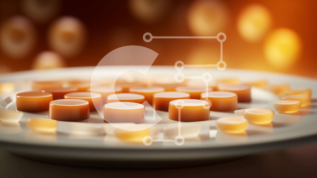 Σετ των 2 Intra Συλλεκτικό Ξύλινο Παζλ Plywood  4mm - Πορτοκαλί καραμέλες σε ένα πιάτο Σε Ξύλινο Κουτί - Διαστάσεις: 10x10 cm – 25 κομμάτια