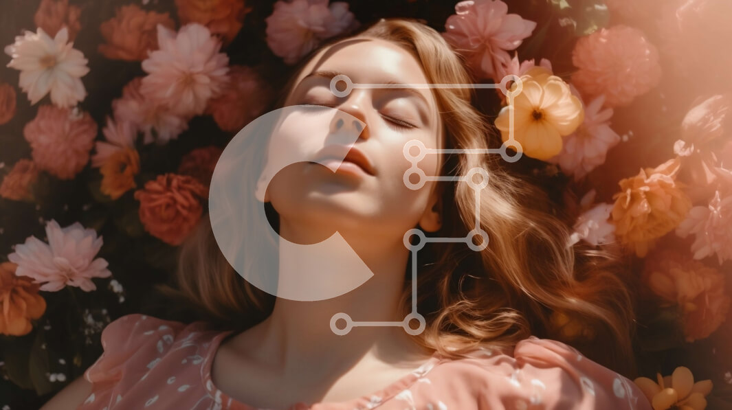 Intra Συλλεκτικό Ξύλινο Παζλ Plywood  4mm - Όμορφη εικόνα μιας γυναίκας που κοιμάται σε ένα χωράφι με λουλούδια Σε Ξύλινο Κουτί - Διαστάσεις: 10x10 cm – 25 κομμάτια