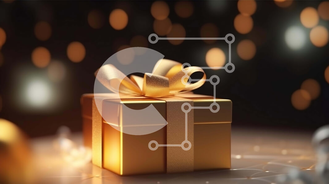 Intra Συλλεκτικό Ξύλινο Παζλ Plywood  4mm - Χρυσό κουτί δώρου σε φωτισμένο φόντο Σε Ξύλινο Κουτί - Διαστάσεις: 10x10 cm – 25 κομμάτια