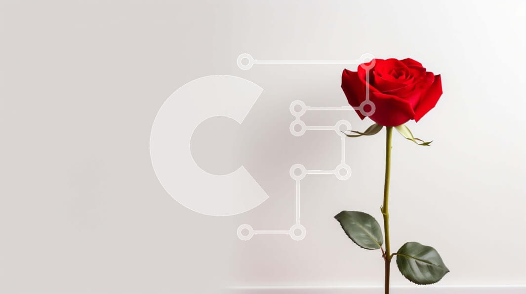 Intra Συλλεκτικό Ξύλινο Παζλ Plywood  4mm - Μονό κόκκινο τριαντάφυλλο μπροστά από τον λευκό τοίχο Σε Ξύλινο Κουτί - Διαστάσεις: 10x10 cm – 25 κομμάτια