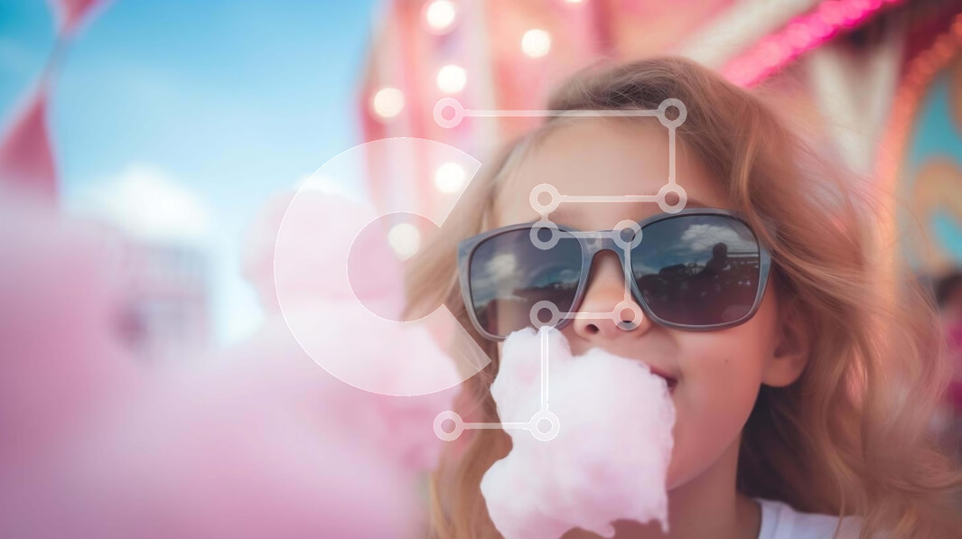 Intra Συλλεκτικό Ξύλινο Παζλ Plywood  4mm - Νεαρό κορίτσι που απολαμβάνει μαλλί της γριάς στο λούνα παρκ Σε Ξύλινο Κουτί - Διαστάσεις Puzzle: 10x10 cm – 25 κομμάτια