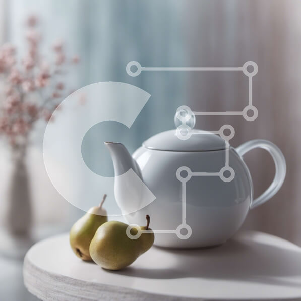 Σετ των 2 Intra Συλλεκτικό Ξύλινο Παζλ Plywood  4mm - Λευκή τσαγιέρα, αχλάδια και λουλούδια σε ένα διακοσμημένο τραπέζι Σε Ξύλινο Κουτί - Διαστάσεις: 10x10 cm – 25 κομμάτια