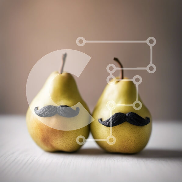 Σετ των 2 Intra Συλλεκτικό Ξύλινο Παζλ Plywood  4mm - Δύο αχλάδια με μουστάκια σε ένα ξύλινο τραπέζι Σε Ξύλινο Κουτί - Διαστάσεις: 10x10 cm – 25 κομμάτια