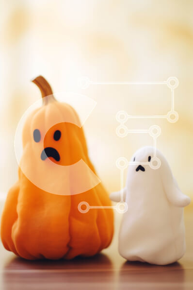 Intra Συλλεκτικό Ξύλινο Παζλ Plywood  4mm - Ειδώλια κολοκύθας και φαντάσματα Σε Ξύλινο Κουτί - Διαστάσεις Puzzle: 10x10 cm – 25 κομμάτια