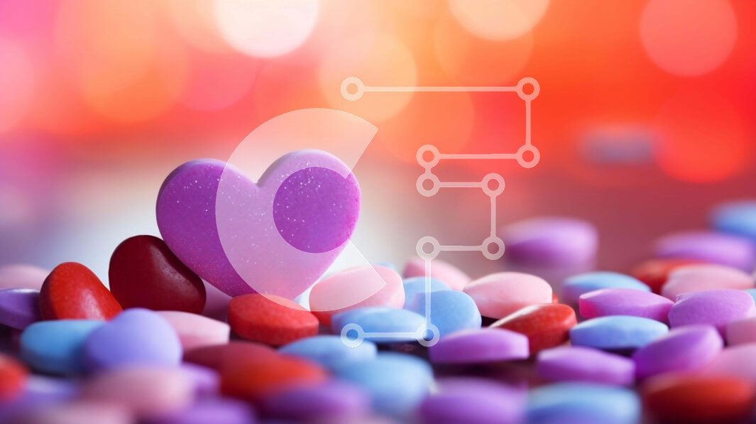 Σετ των 2 Intra Συλλεκτικό Ξύλινο Παζλ Plywood  4mm - Καραμέλα σε σχήμα καρδιάς που περιβάλλεται από πολύχρωμες καραμέλες Σε Ξύλινο Κουτί - Διαστάσεις: 10x10 cm – 25 κομμάτια