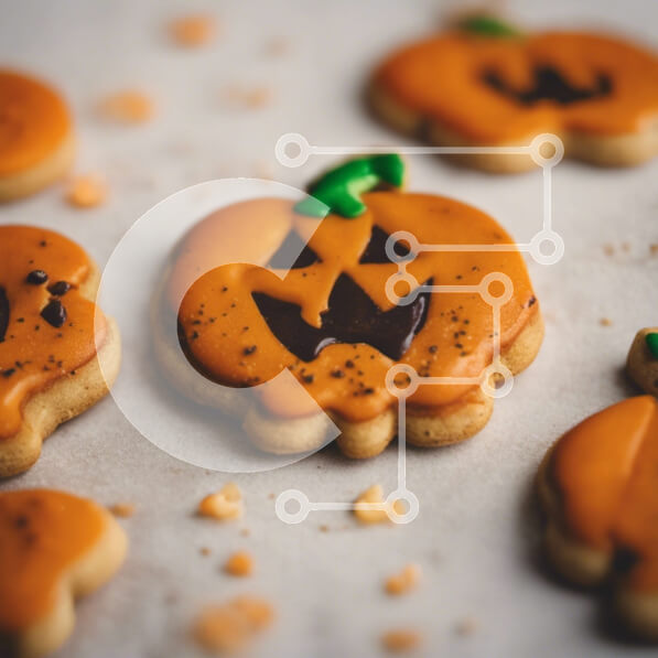 Σετ των 2 Intra Συλλεκτικό Ξύλινο Παζλ Plywood  4mm - Ποικιλία μπισκότων σε σχήμα κολοκύθας με παγωμένο σοκολάτα και πασπάλισμα Σε Ξύλινο Κουτί - Διαστάσεις: 10x10 cm – 25 κομμάτια