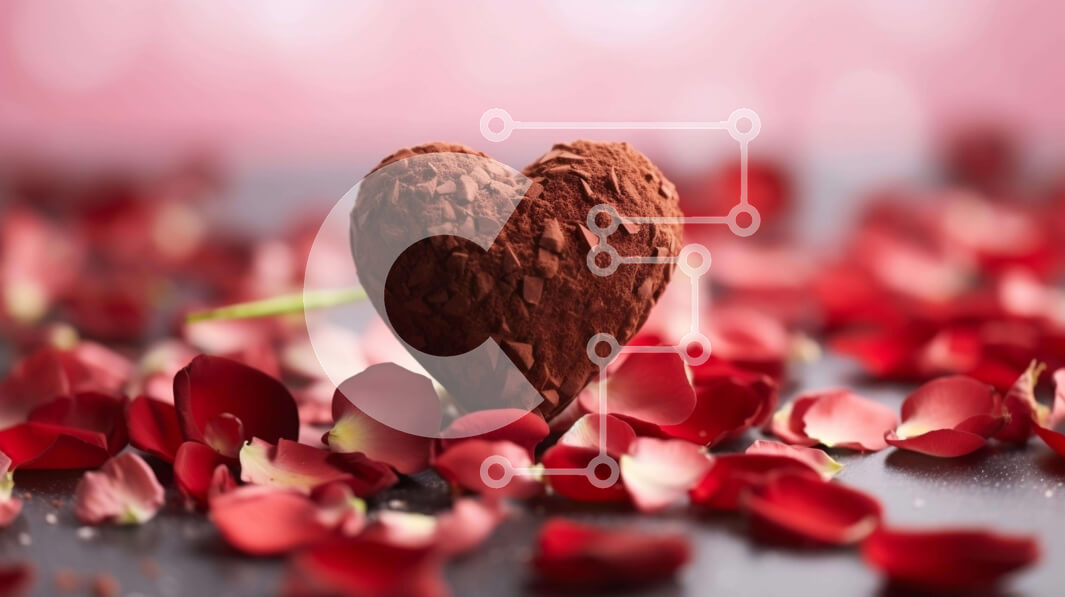 Σετ των 2 Intra Συλλεκτικό Ξύλινο Παζλ Plywood  4mm - Ρομαντική σοκολατένια καρδιά με κόκκινα ροδοπέταλα Σε Ξύλινο Κουτί - Διαστάσεις: 10x10 cm – 25 κομμάτια