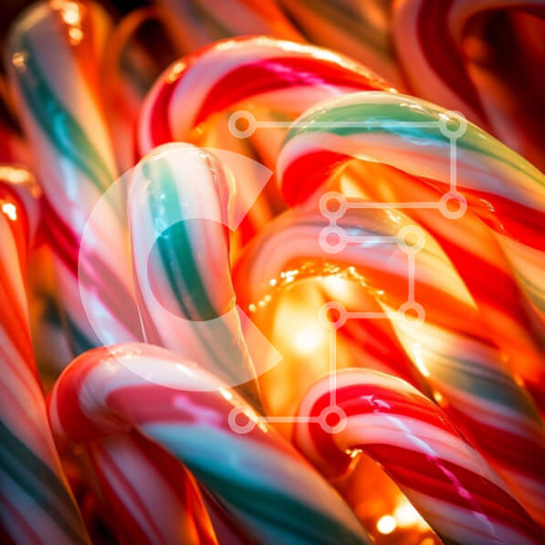 Intra Συλλεκτικό Ξύλινο Παζλ Plywood  4mm - Κοντινό πλάνο πολύχρωμα καλάμια καραμελών Σε Ξύλινο Κουτί - Διαστάσεις Puzzle: 10x10 cm – 25 κομμάτια