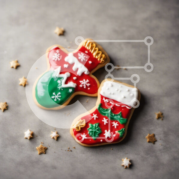 Intra Συλλεκτικό Ξύλινο Παζλ Plywood  4mm - Μπισκότα εορταστικής περιόδου με κόκκινες και πράσινες κάλτσες Σε Ξύλινο Κουτί - Διαστάσεις: 10x10 cm – 25 κομμάτια