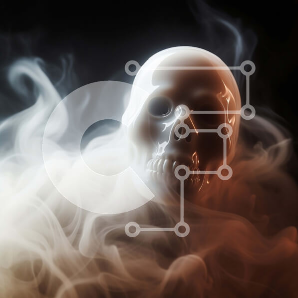 Intra Συλλεκτικό Ξύλινο Παζλ Plywood  4mm - Μυστηριώδες κρανίο καπνού σε μαύρο φόντο Σε Ξύλινο Κουτί - Διαστάσεις Puzzle: 10x10 cm – 25 κομμάτια