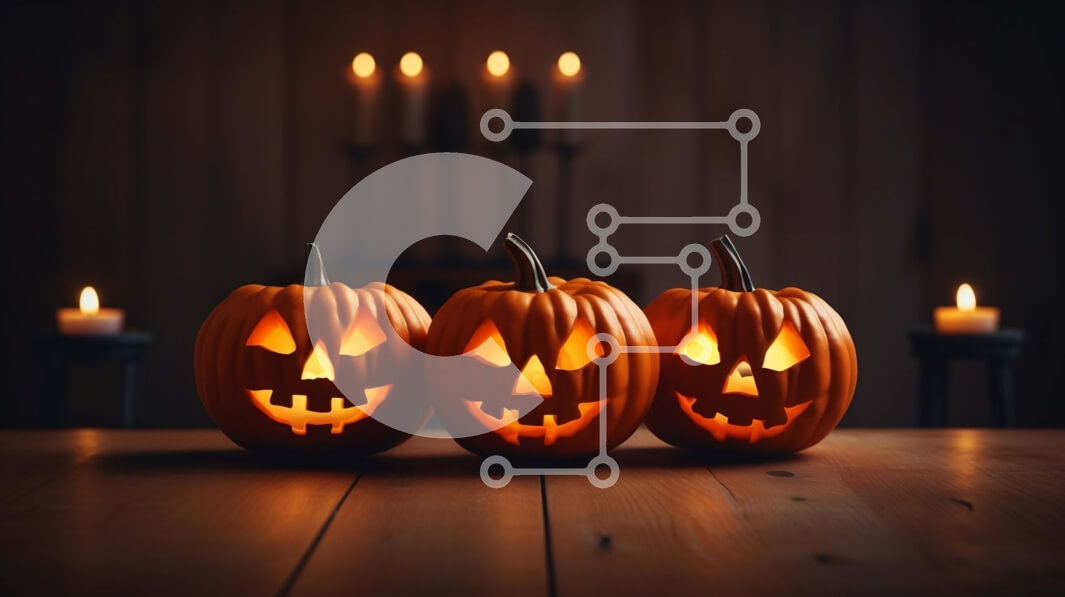 Intra Συλλεκτικό Ξύλινο Παζλ Plywood  4mm - Σκαλισμένες κολοκύθες σε ένα ξύλινο τραπέζι με το φως των κεριών Σε Ξύλινο Κουτί - Διαστάσεις Puzzle: 10x10 cm – 25 κομμάτια