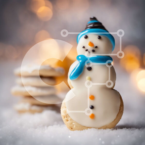 Σετ των 2 Intra Συλλεκτικό Ξύλινο Παζλ Plywood  4mm - Μπισκότο σε σχήμα χιονάνθρωπου με εορταστικά στολίδια Σε Ξύλινο Κουτί - Διαστάσεις: 10x10 cm – 25 κομμάτια